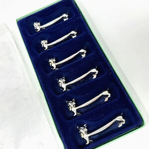 Set 6 Silver Plated Cat Knife Chopstick Cutlery Rests Tableware Party Holiday